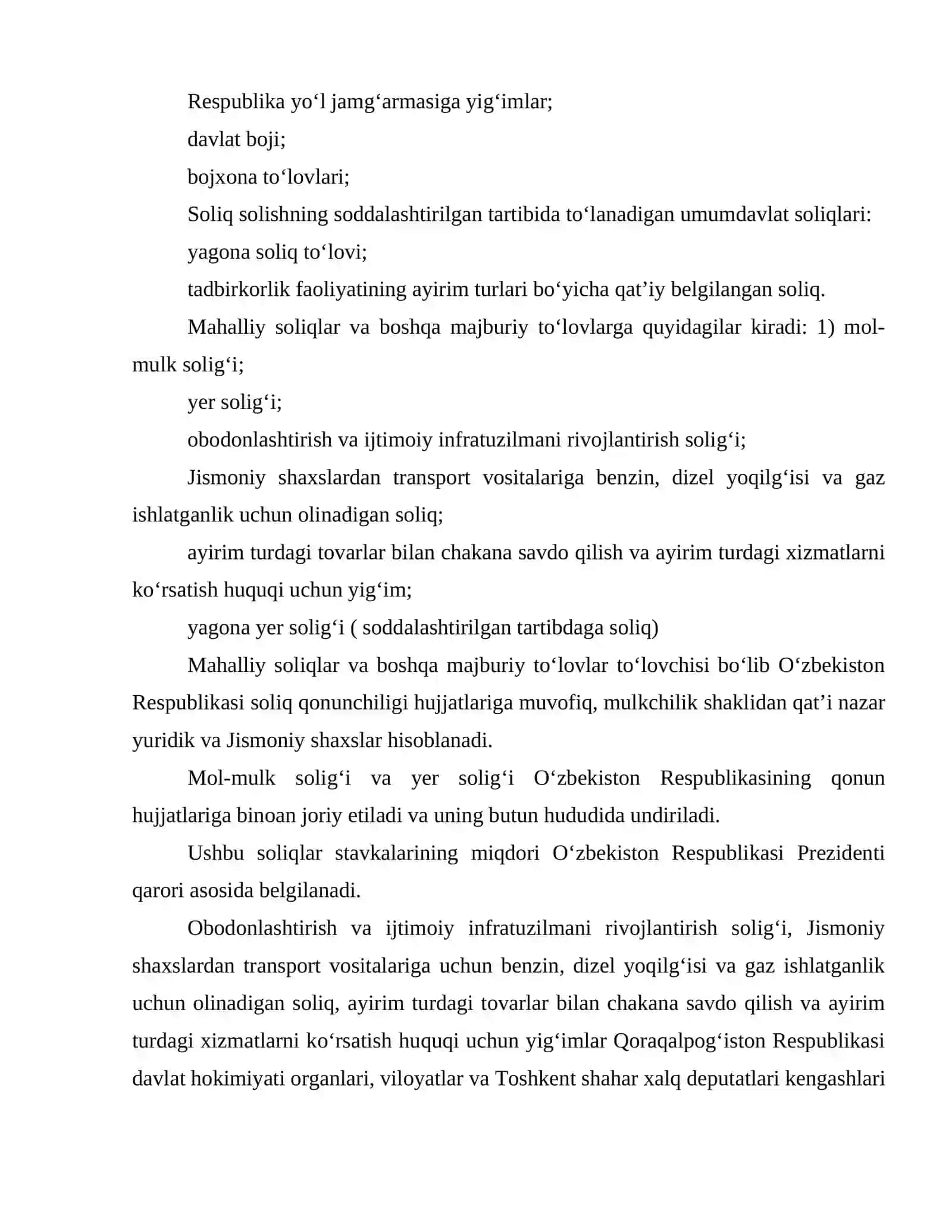 Soliqlar va soliqlarga tenglashtirilgan toʻlovlarga umumiy tavsifnoma 3