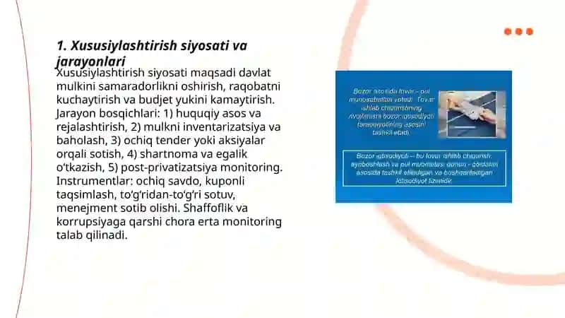Xususiylashtirish siyosati va jarayonlari 3