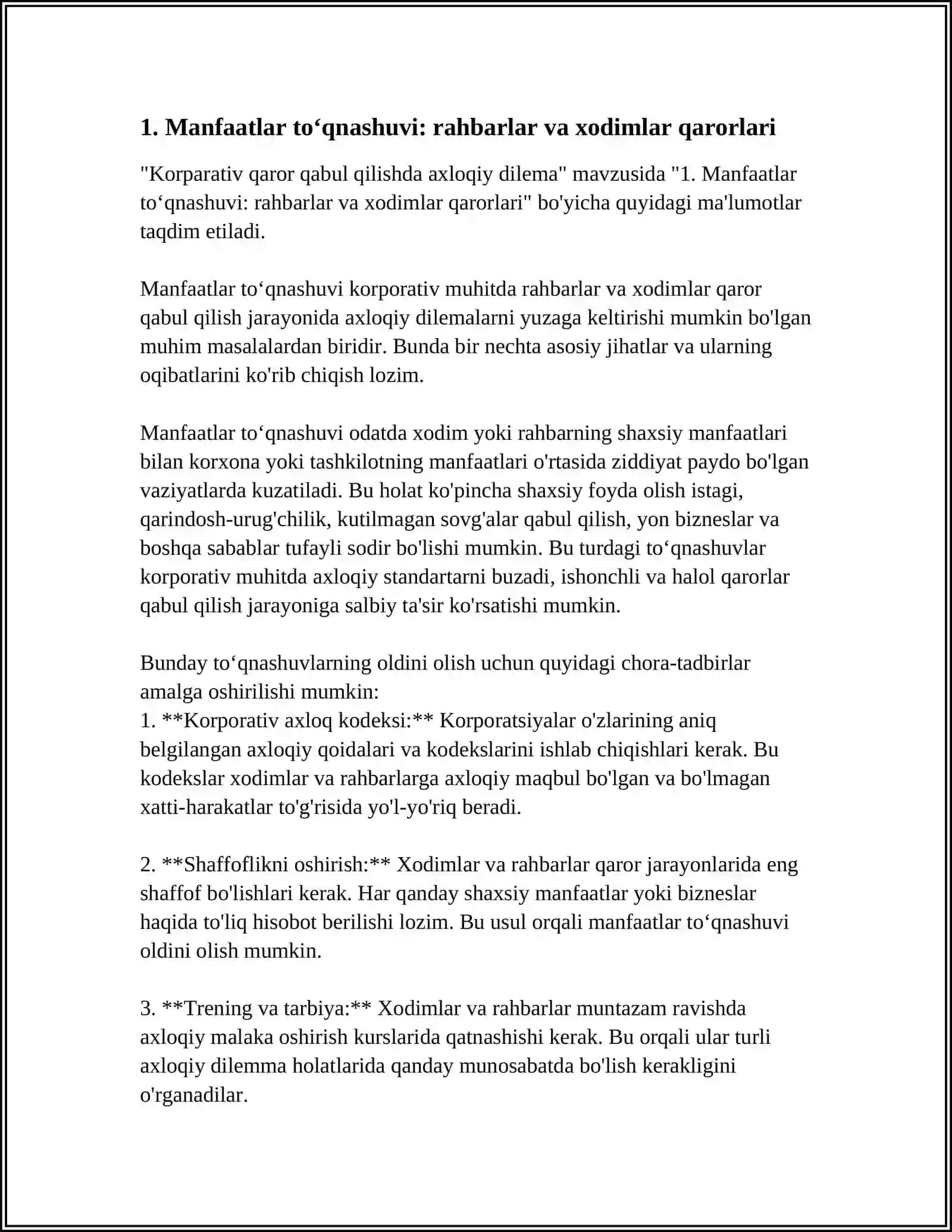 KORPARATIV QAROR QABUL QILISHDA AXLOQIY DILEMA 3