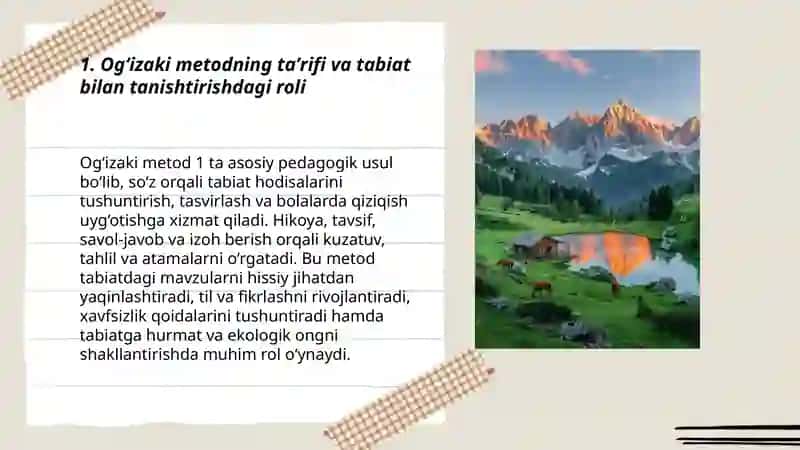 Og'izaki Metod bilan Bolalarni Tabiat bilan Tanishtirish 3