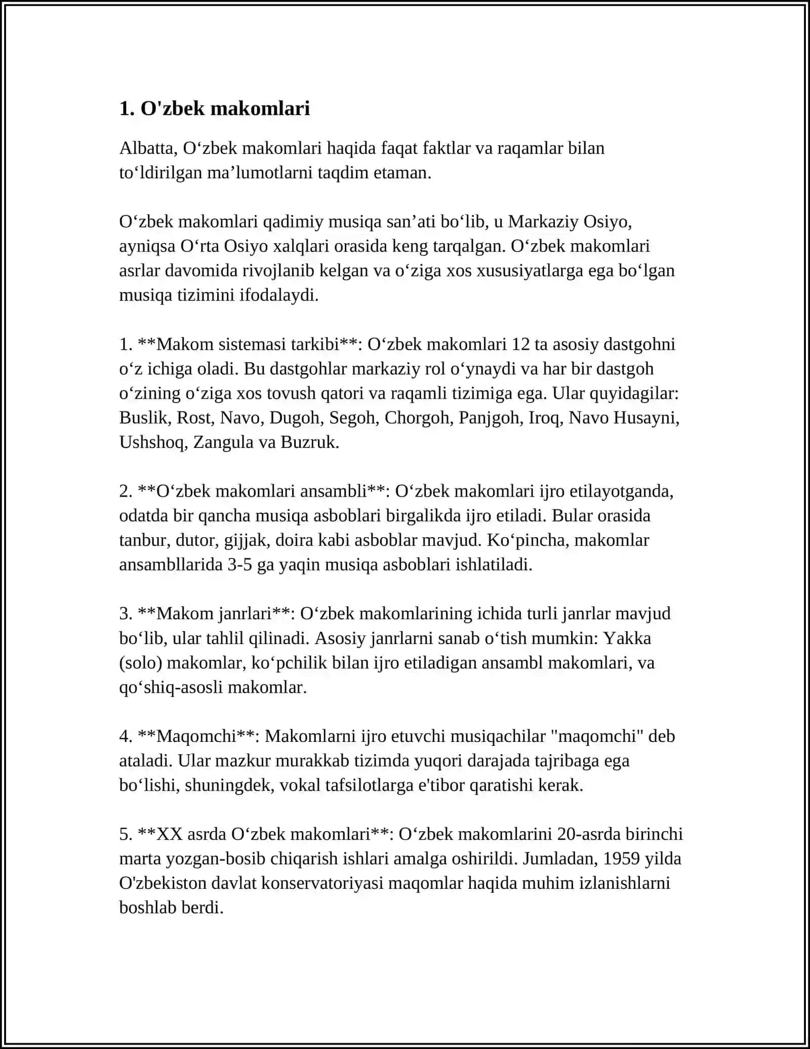 O'ZBEK MAKOMLARI 3