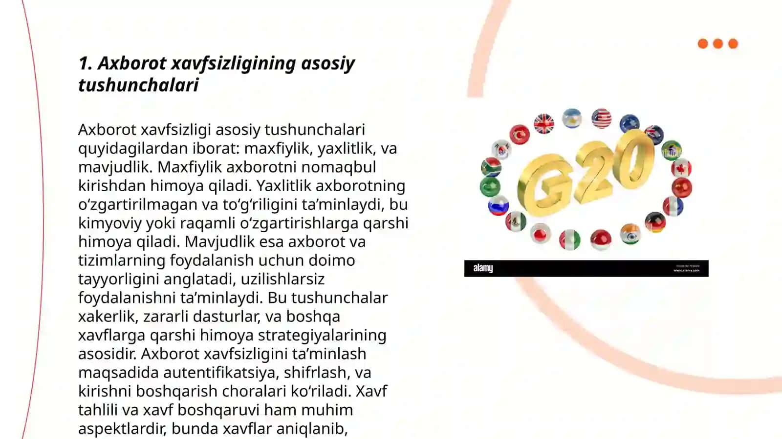 Axborot xavfsizligi tushunchasi. Axborot xavfsizligini taʼminlashning gʻoyaviy asoslari 3