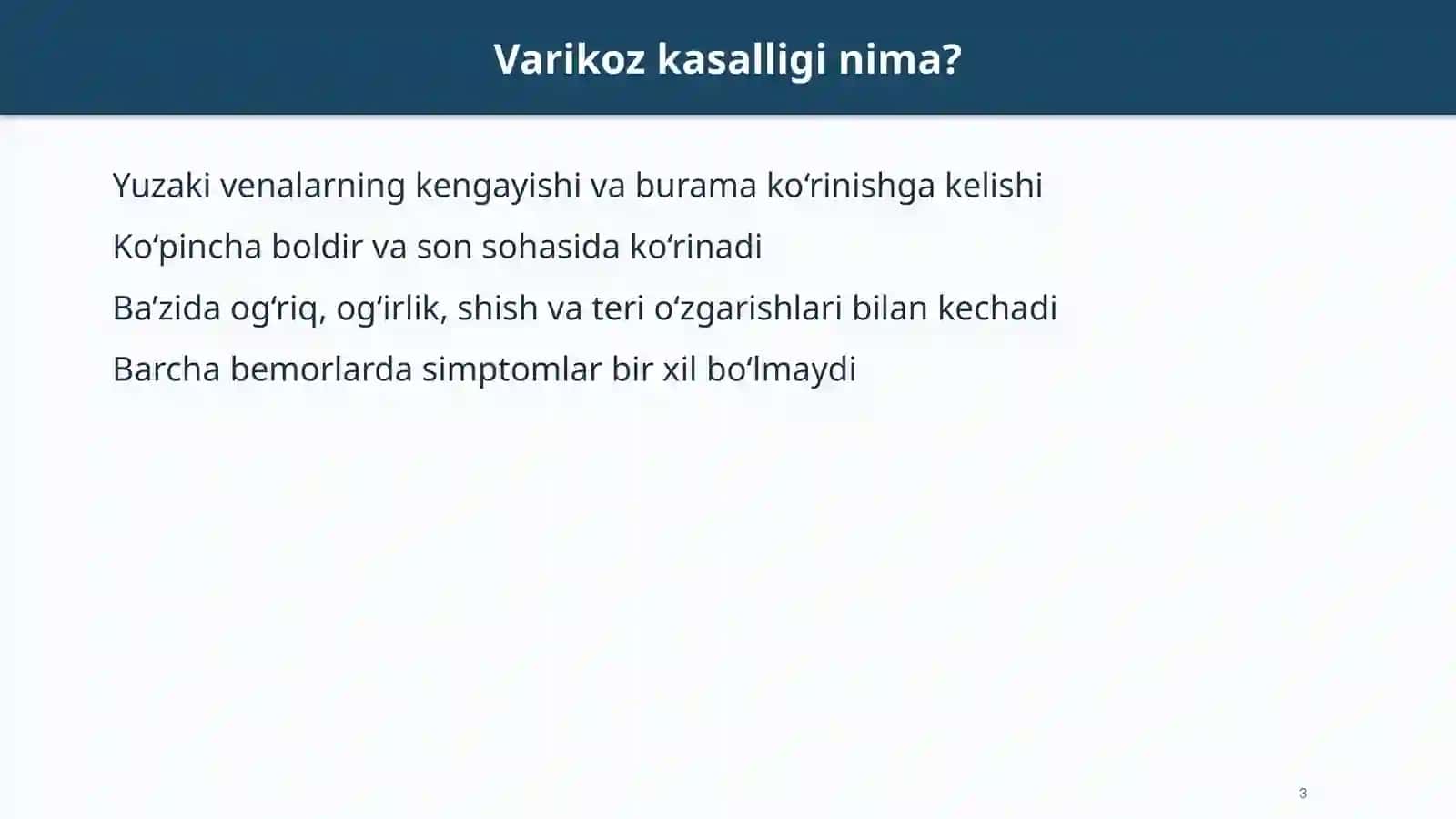OYOQ VENALARINING VARIKOZ KASALLIGI 3
