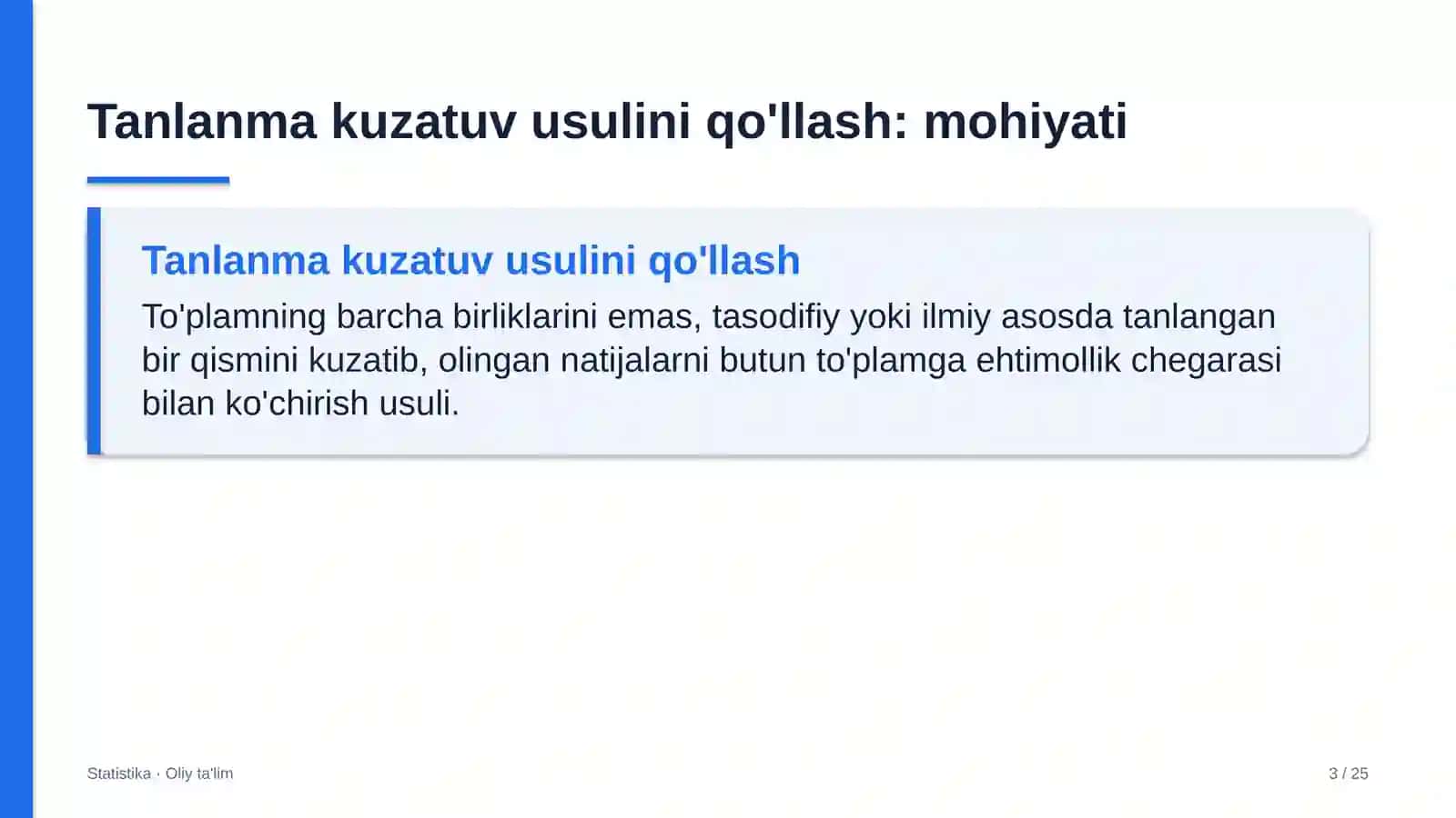 oshxonalarda tanlanma kuzatuv usulini qo'llash 3591 3