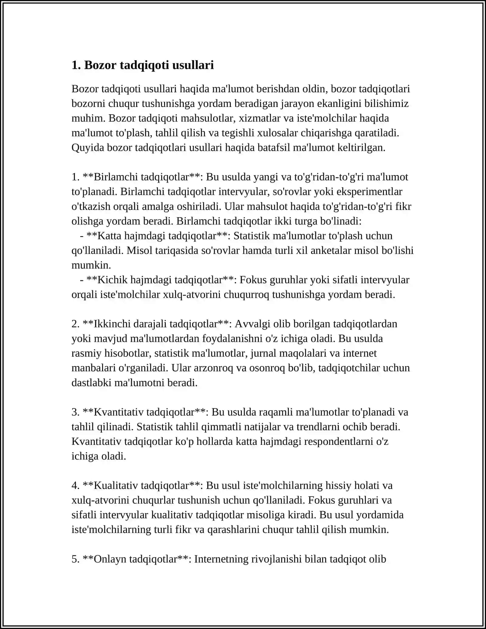 MARKETING TADQIQOTI REJASI VA BOSQICHLARI 3