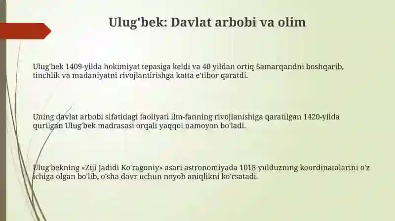 Mirzo Ulugʻbek davlat arbobi va buyuk olim 3
