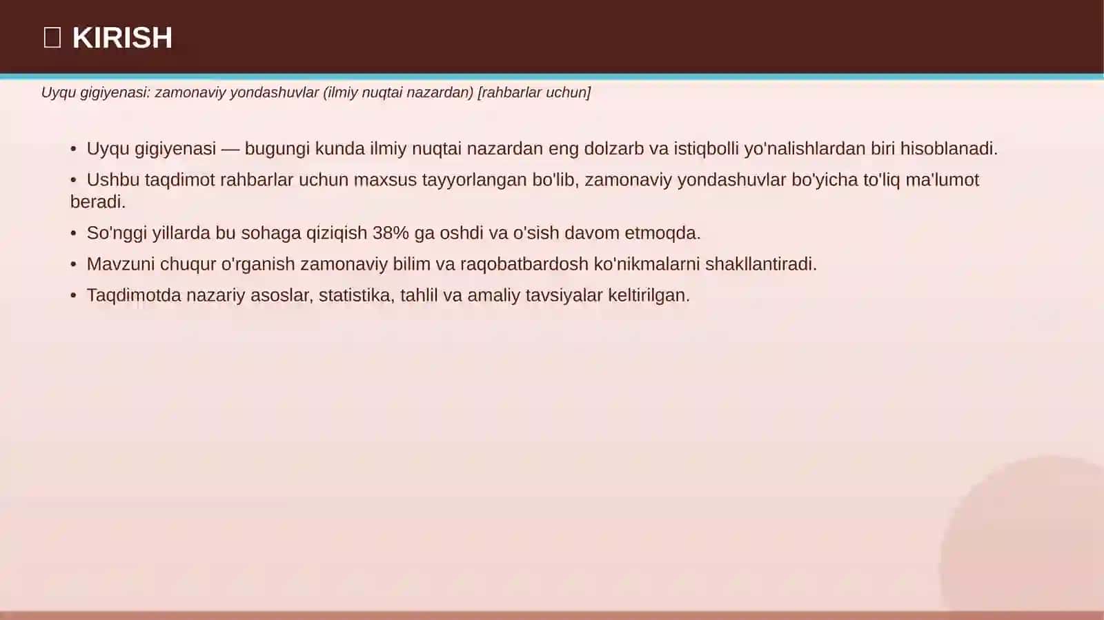 Uyqu gigiyenasi: zamonaviy yondashuvlar (ilmiy nuqtai nazardan) [rahbarlar uchun] 3
