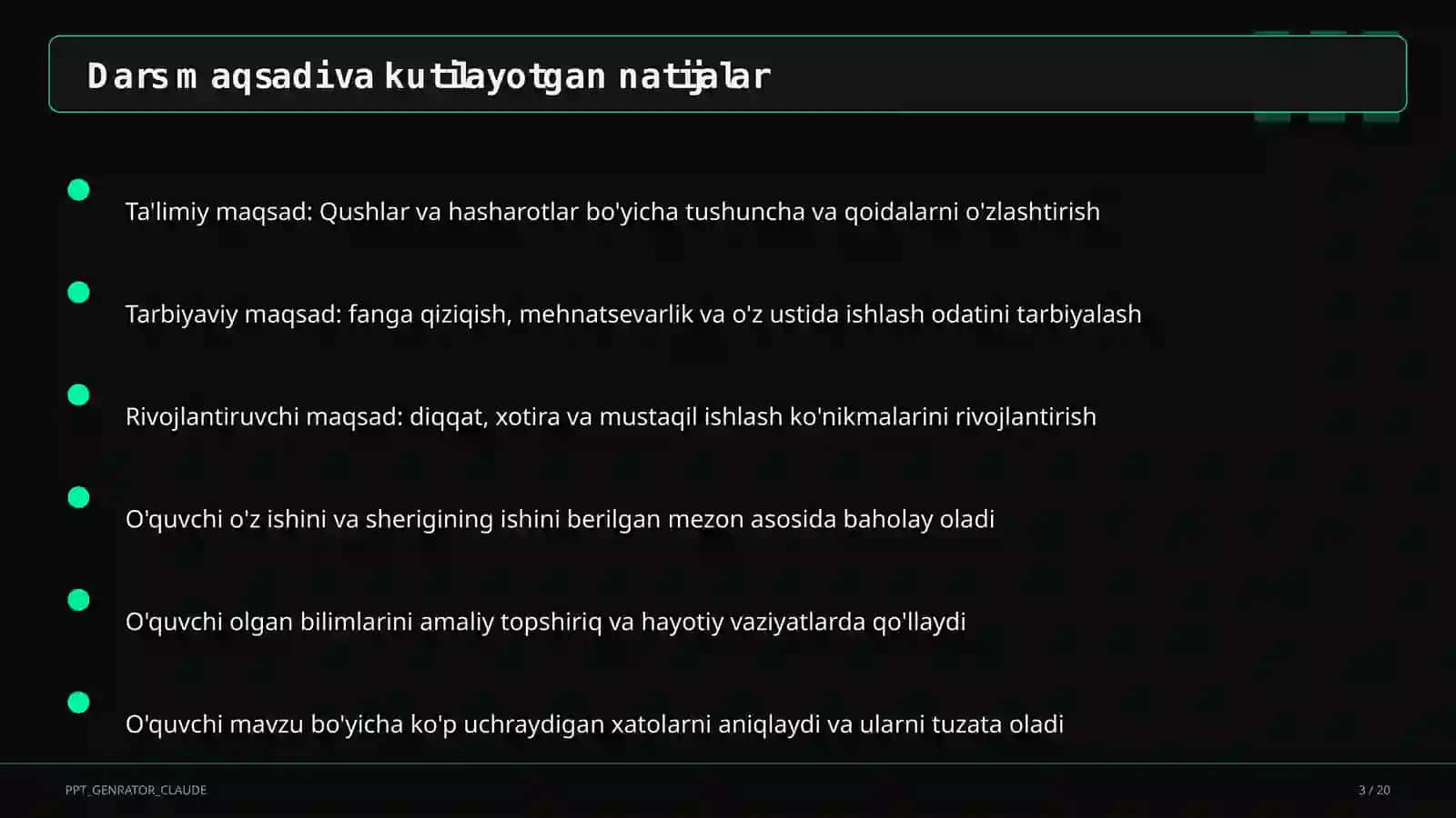 Qushlar va hasharotlar (2-sinf) 3