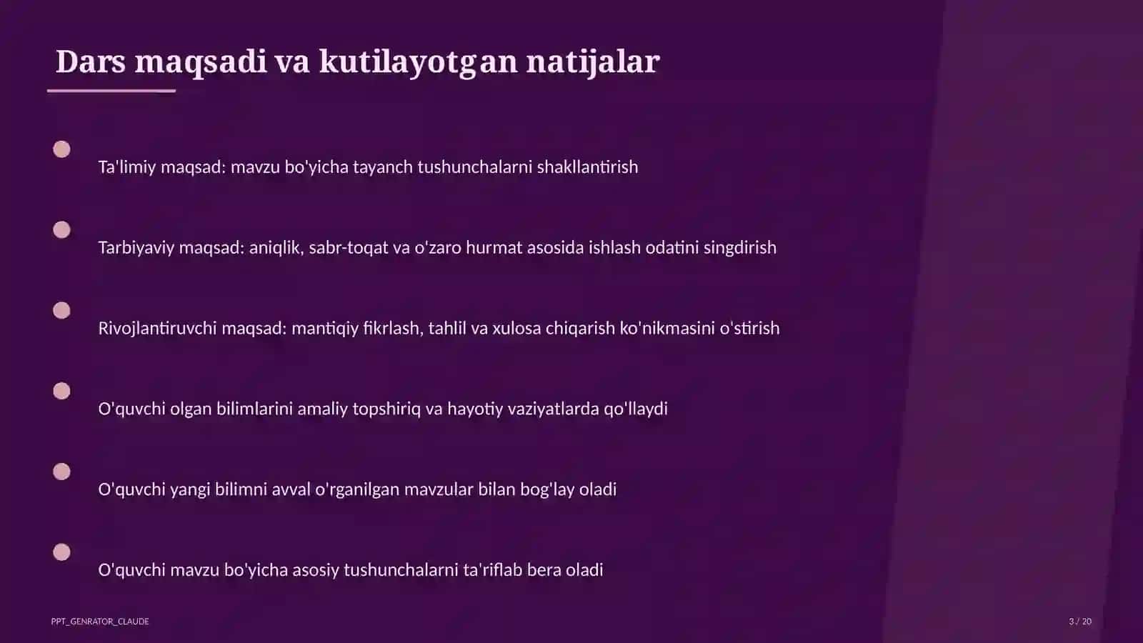 Huquq va iqtisodiyot asoslari (9–11) — ochiq dars uchun 3