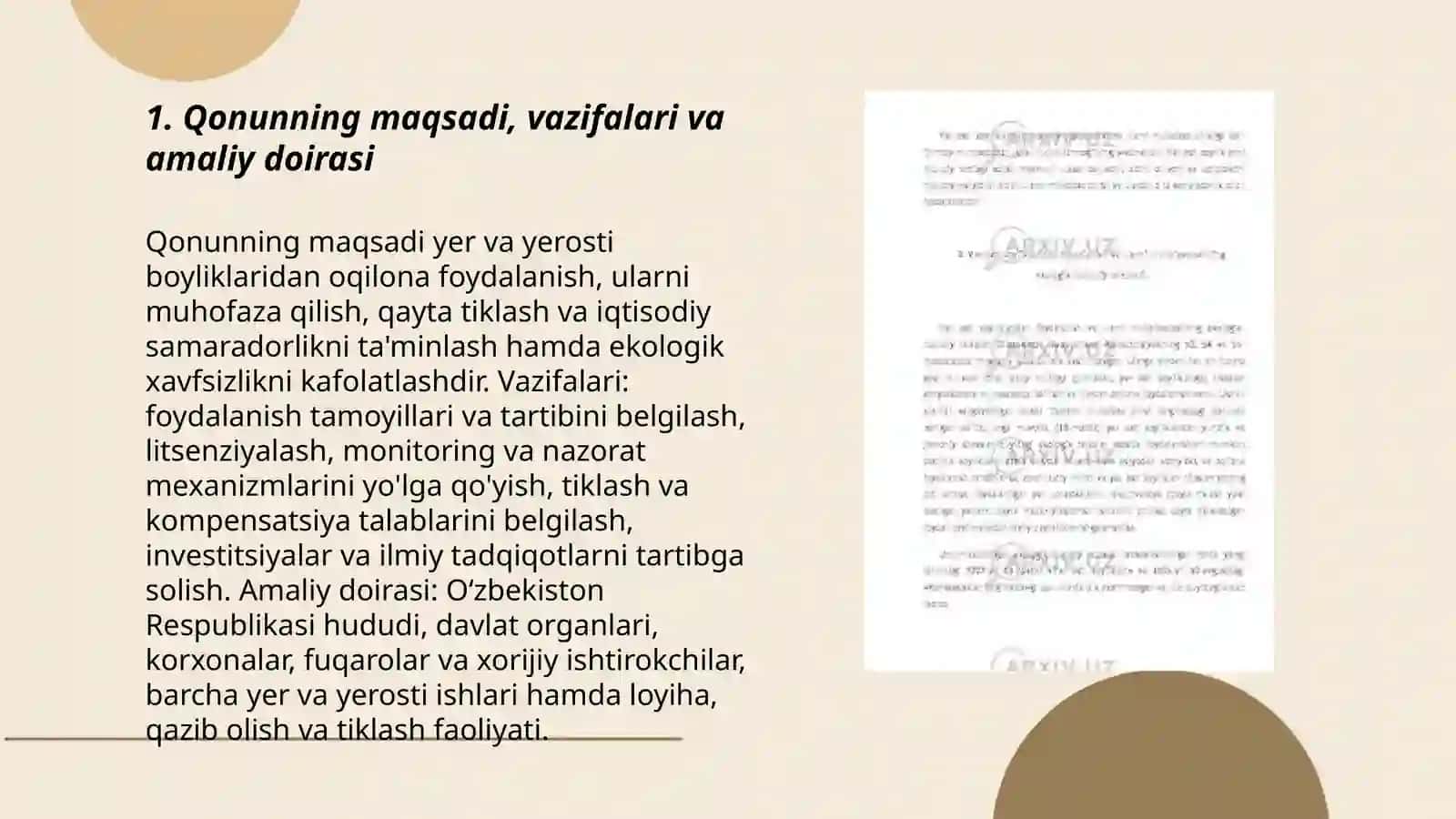 Yer va Yer Osti Boyliklaridan Oqilona Foydalanish to'g'risida Qonun 3