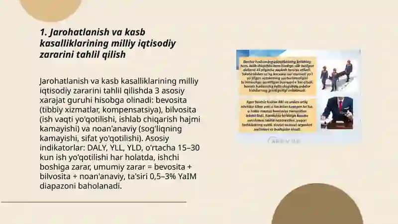 Jarohatlanish va kasb kasalliklarining iqtisodiy hamda xavfsiz ish sharoitining samaradorligi 3
