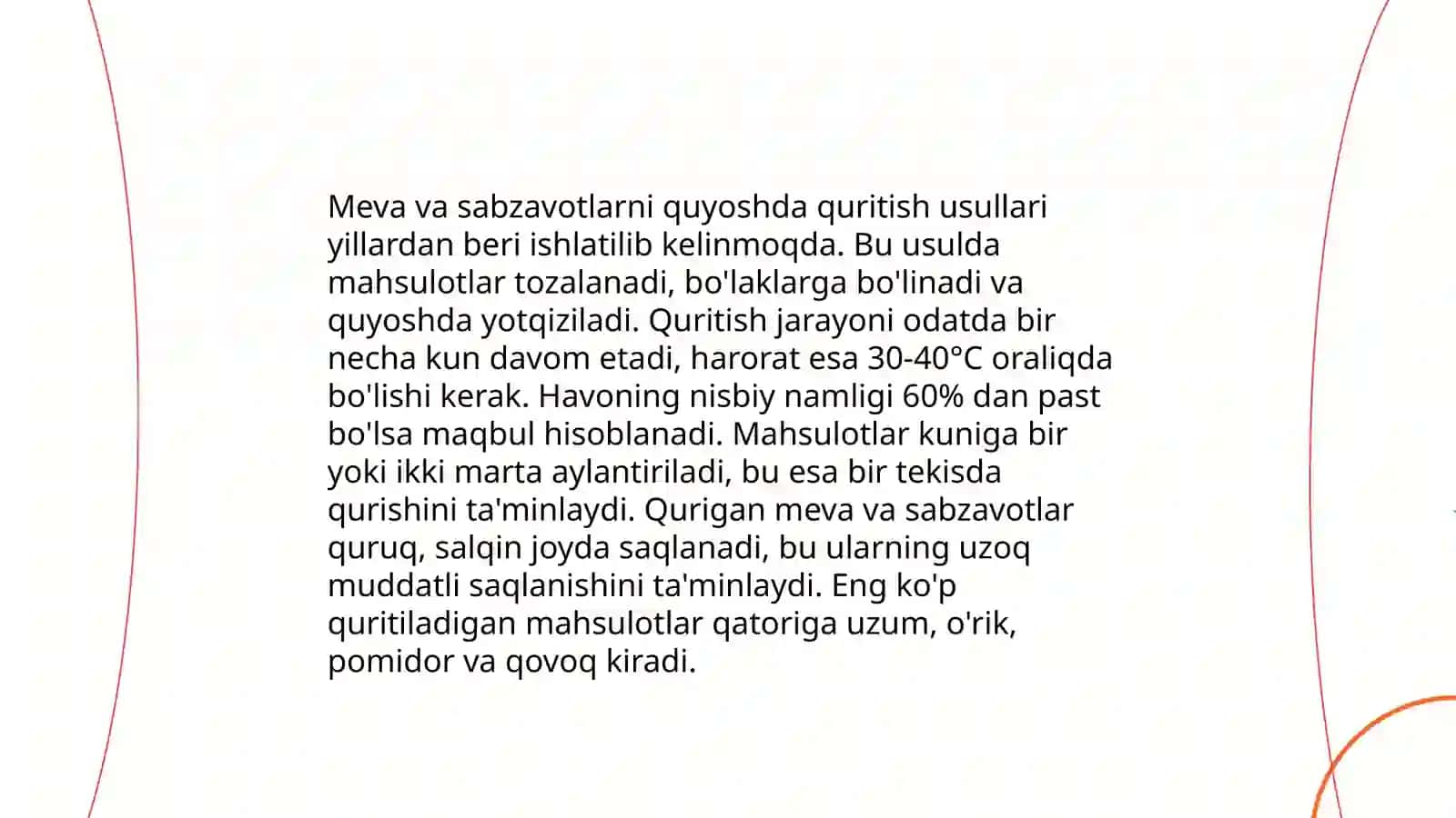 Meva sabzavot va uzum maxsulotlarni uch xil usulda quritish 3