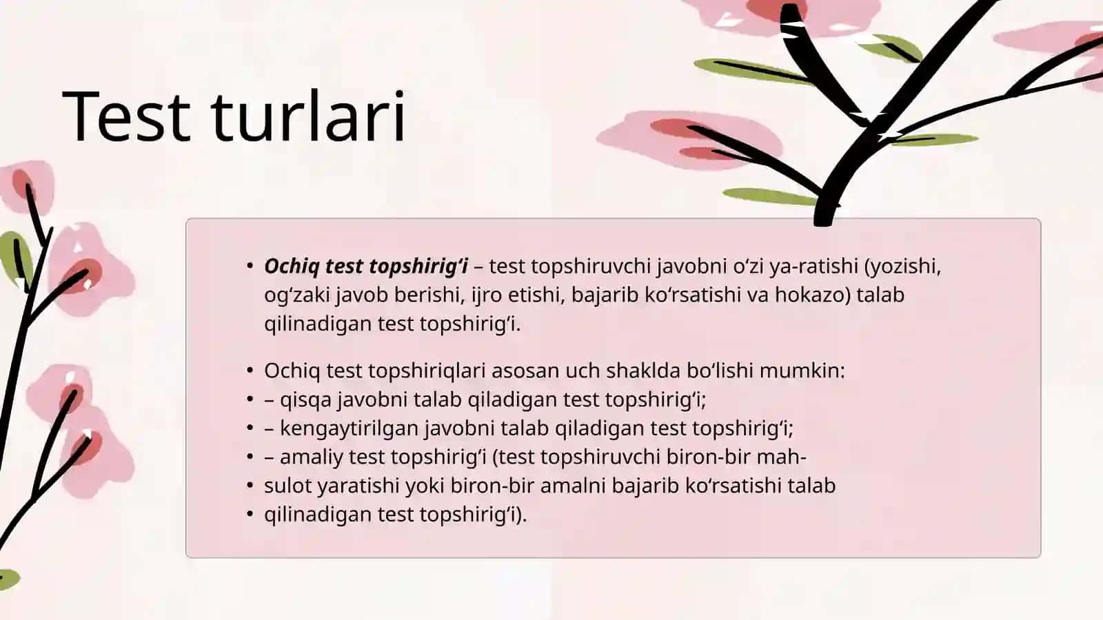 Test turlari 3