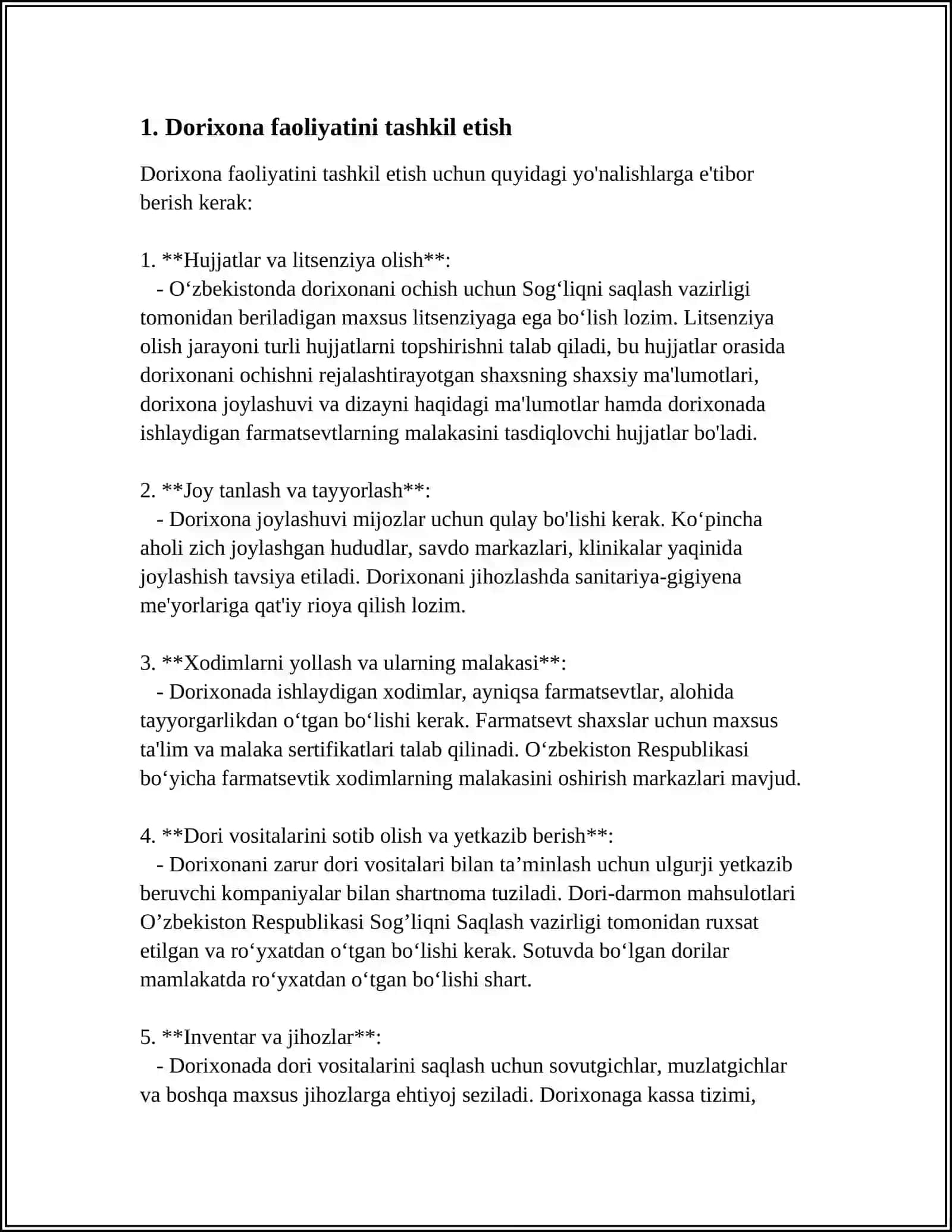 DORIXONA VA FARMATSEVTIK TASHKILOTLARI ISHINI TASHKIL ETISHDA ISH YURITISH JARAYONLARINING AHAMIYATI 3