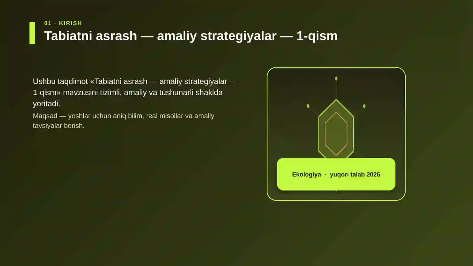 Tabiatni asrash — amaliy strategiyalar — 1-qism 3