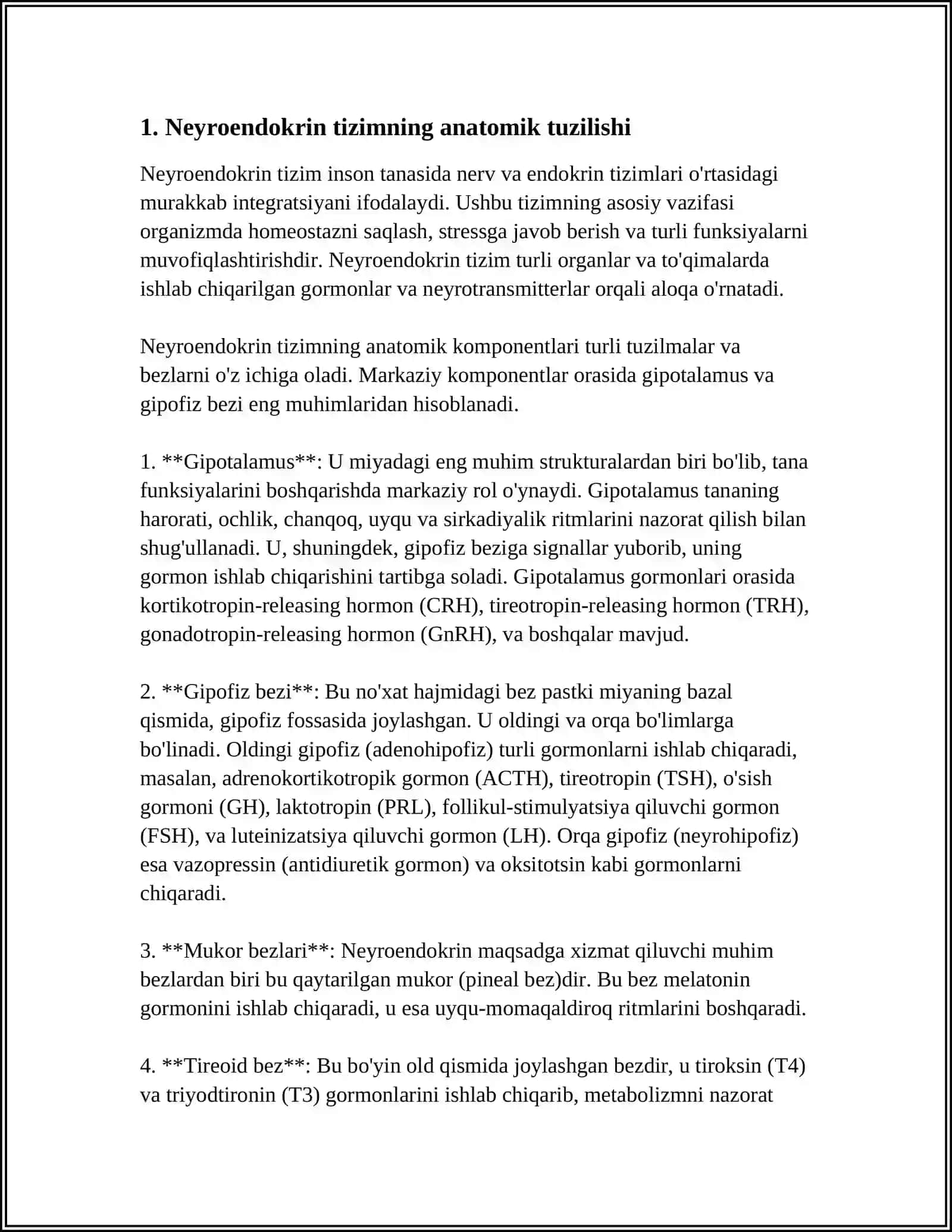 Neyroendokrin tizimning struktur funktsional tavsifi 3