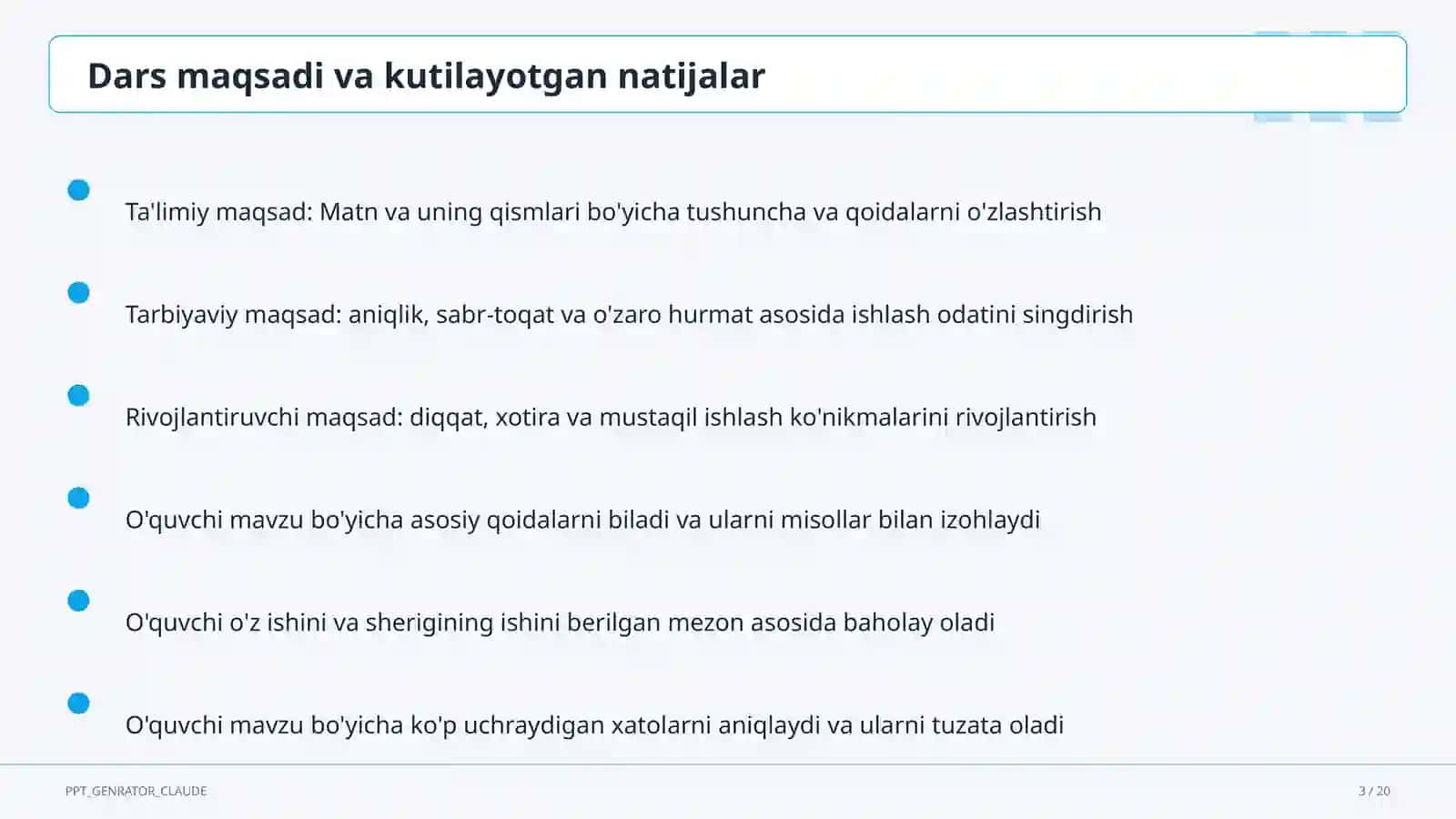 Ona tili va o'qish (1–4) — o'qituvchilar uchun 3