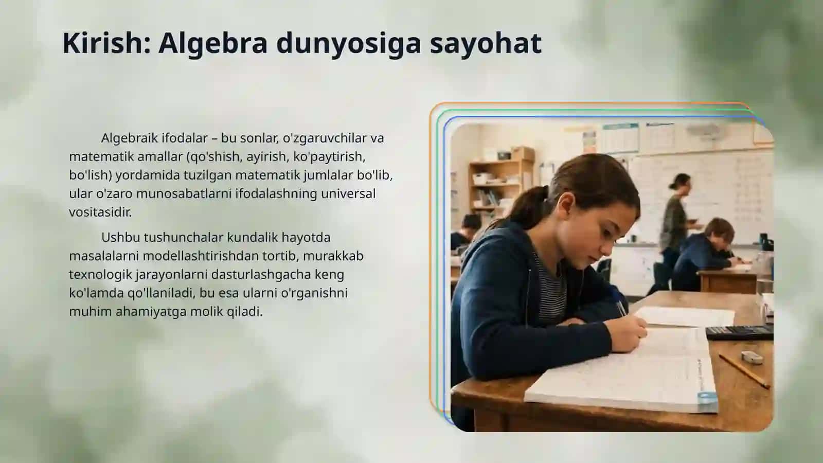 6-sinf matematika. Algebraic ifodalar 3