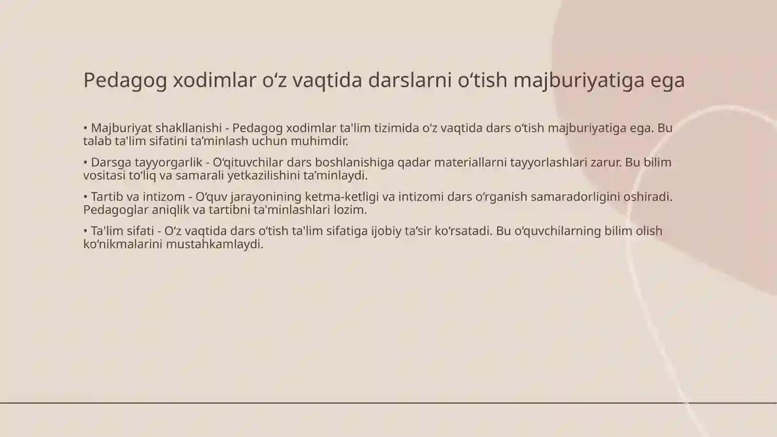 O‘zbekiston Respublikasi Ta'lim to‘g‘risidagi Qonuni Pedagog Xodimlarning Majburiyatlari 3
