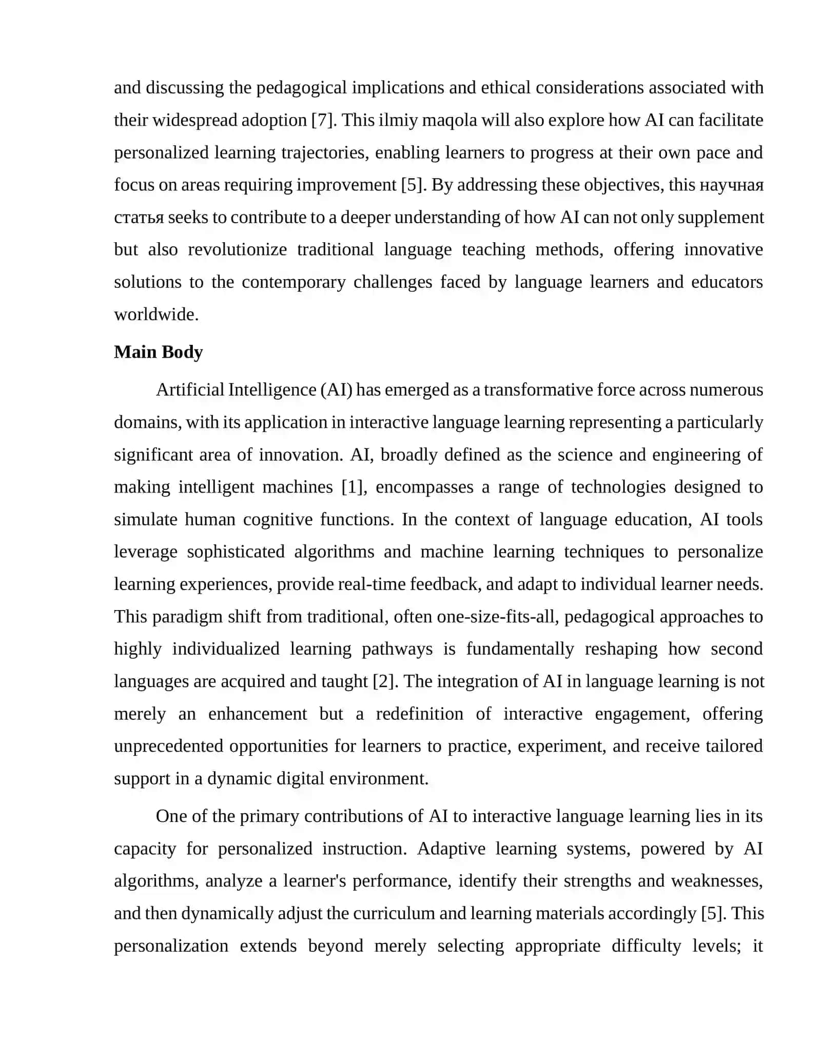 Artificial Intelligence as a Tool for Interactive Language Learning 3