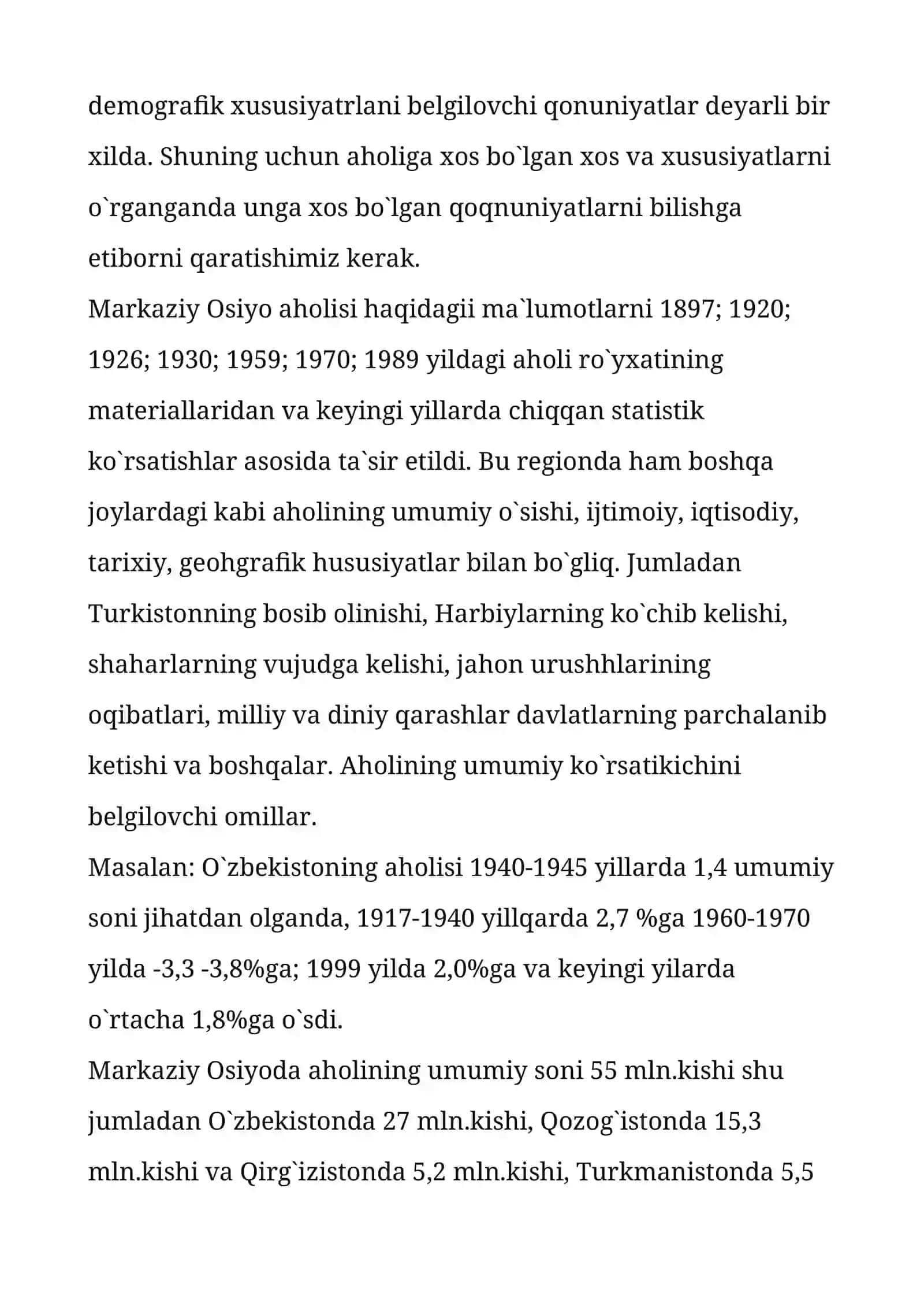 Markaziy Osiyo mamlakatlarining aholisi va mehnat resurslari 3