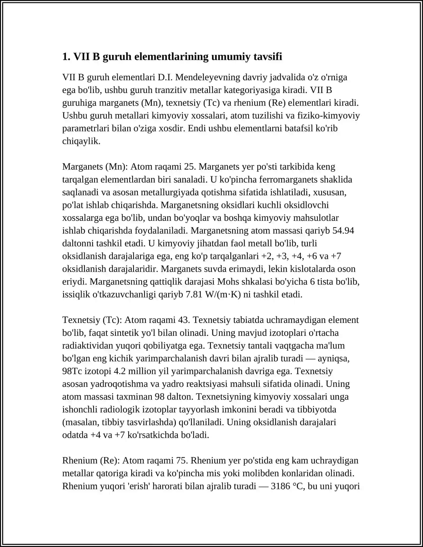VII B GRUPPA ELEMENTLARI 3