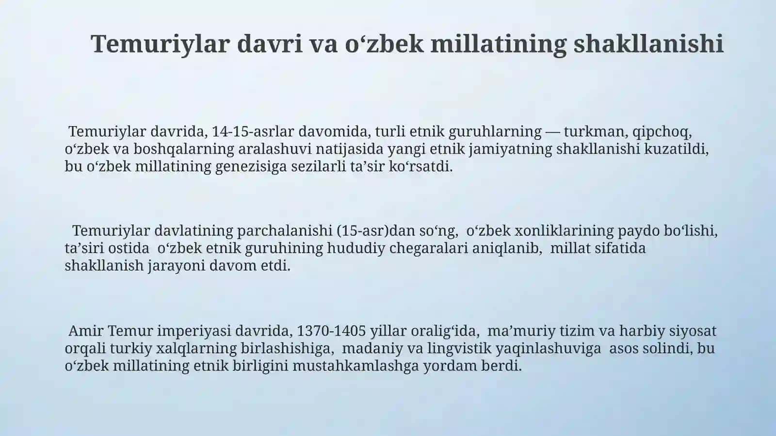 O‘zbek xalqining genezisi haqidagi qarashlar va g‘oyalar 3