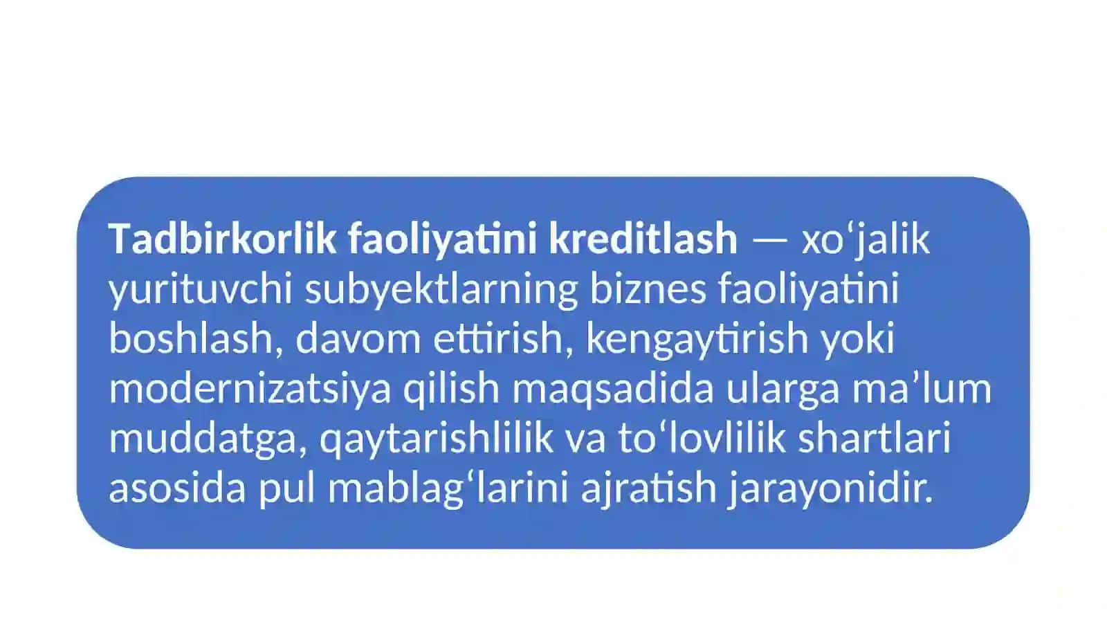 3-Mavzu. Biznes boshlash uchun kredit olishning afzalliklari, uning iste’mol kreditidan farqlari 3