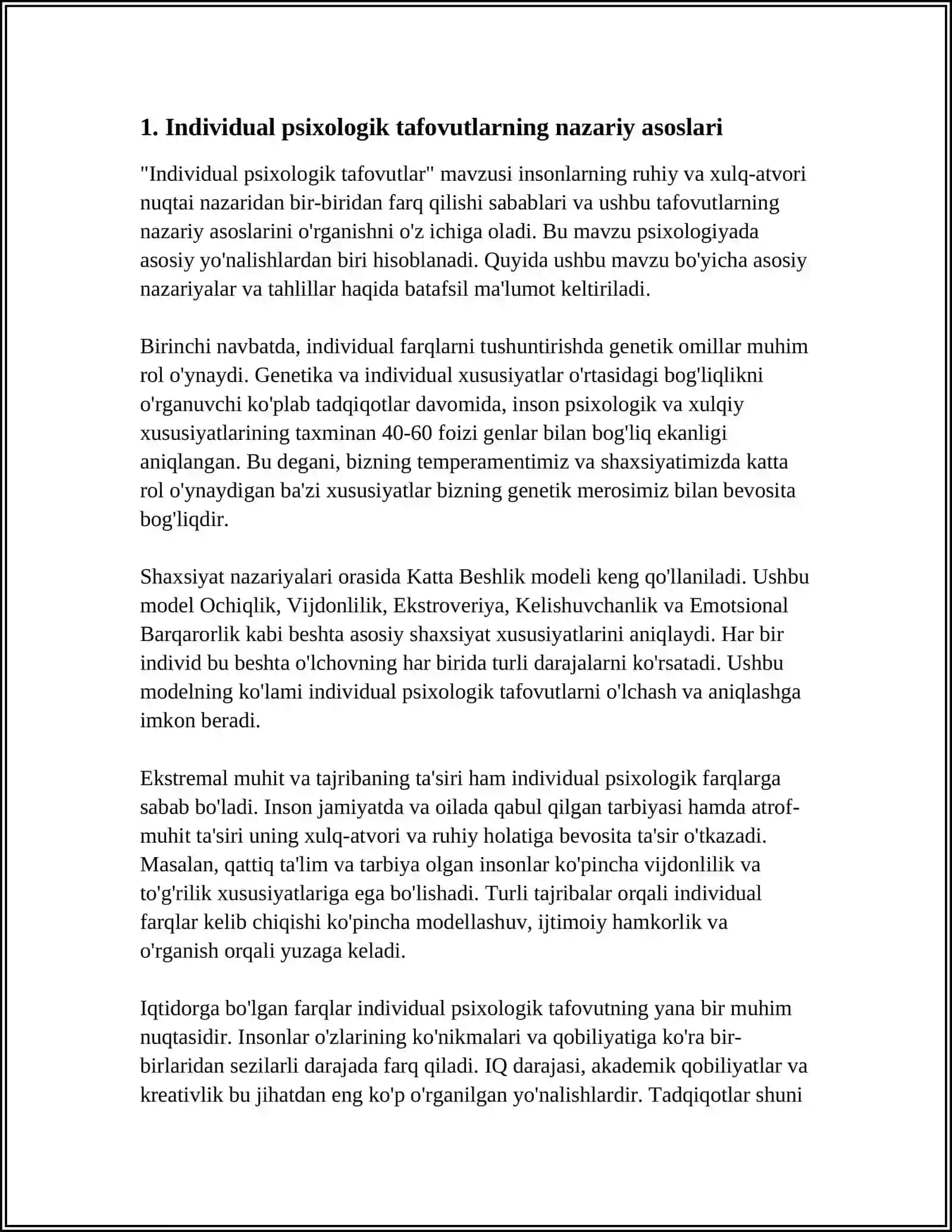 INDIVIDUAL-PSIXOLOGIK TAFOVUTLARNING UMUMIY VA MAXSUS NAZARIYASI 3