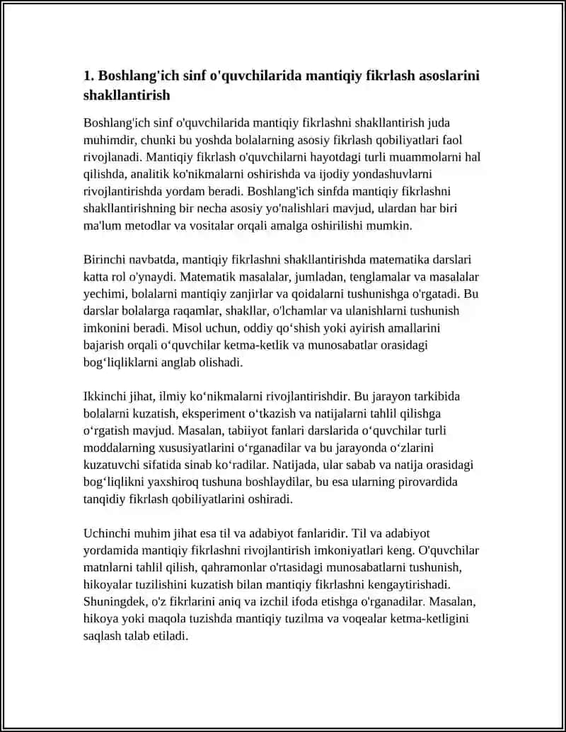 BOSHLANGʻICH SINFDA MASALALARNI YECHISHGA OʻRGATISHDA MANTIQIY FIKRLASHNI RIVOJLANTIRISH 3