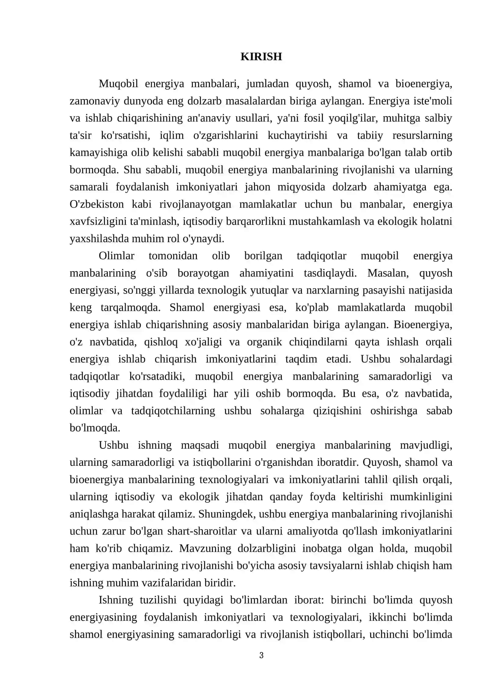 Muqobil energiya manbalari (quyosh, shamol, bioenergiya) 3