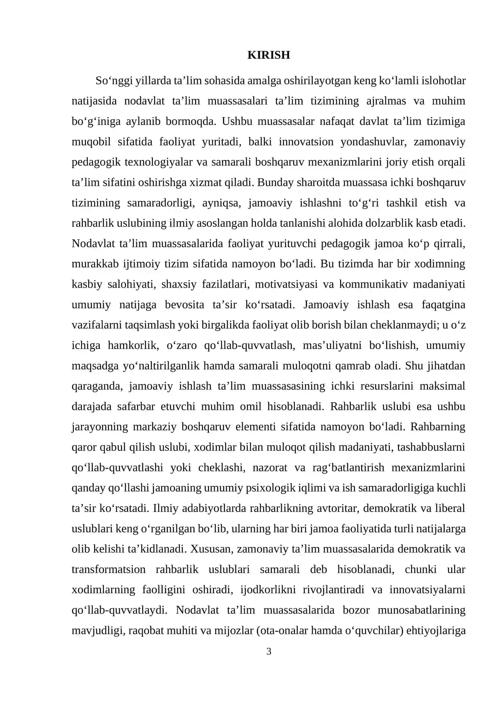 Nodavlat ta’lim muassasalarida jamoaviy ishlash va rahbarlik uslubining ta’siri 3