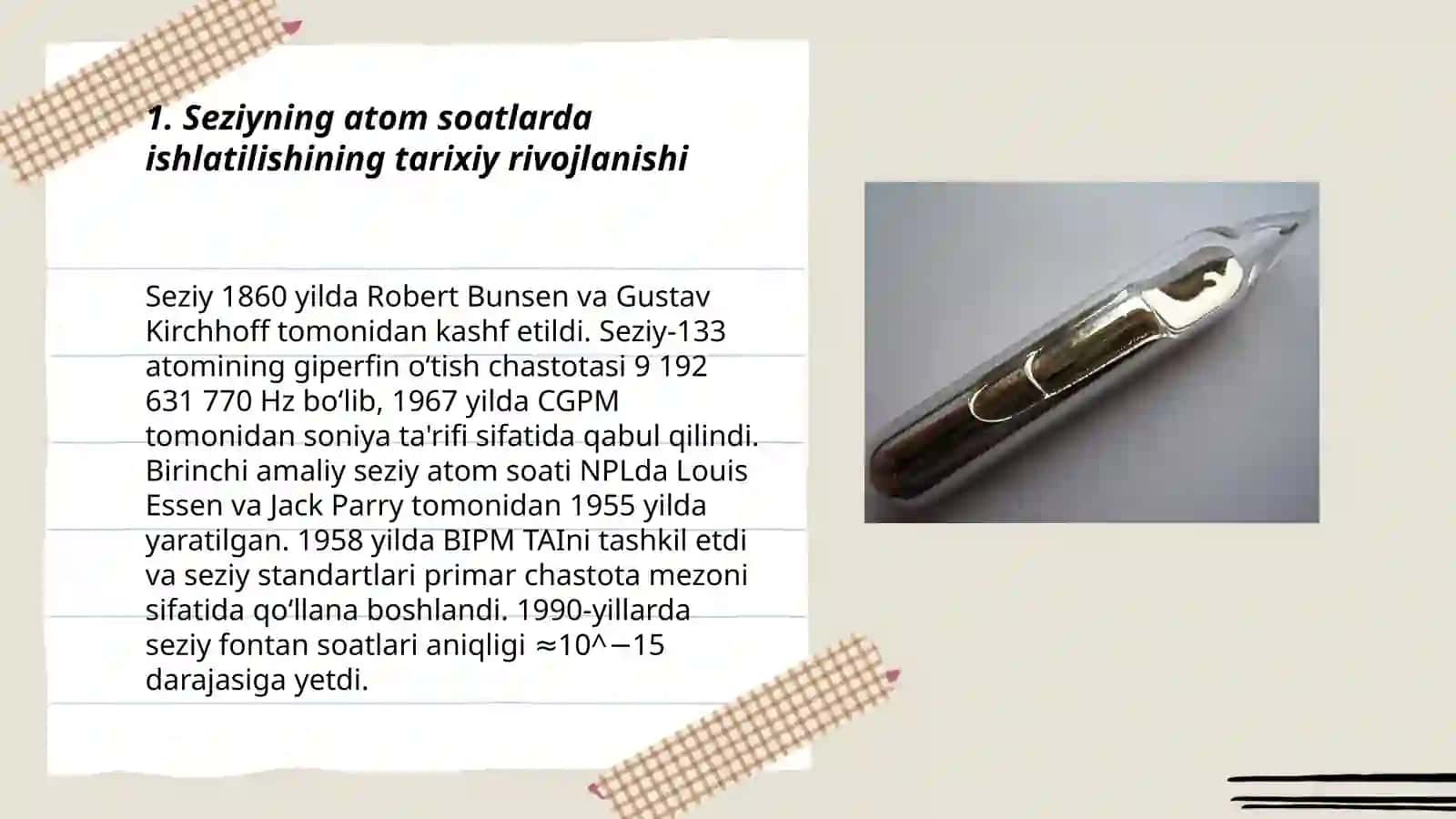 Seziyning atom soatlardagi ahamiyati va ionlashtirish energiyasi 3
