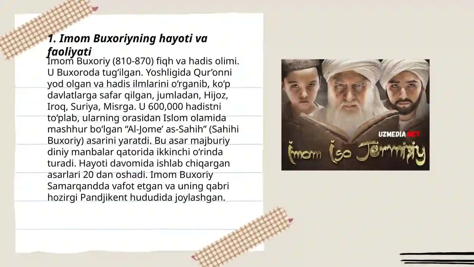 Imom Buxoriy va Imom Termiziy hadis ilmiga qòshgan hissalarini qiyosiy tahlili 3