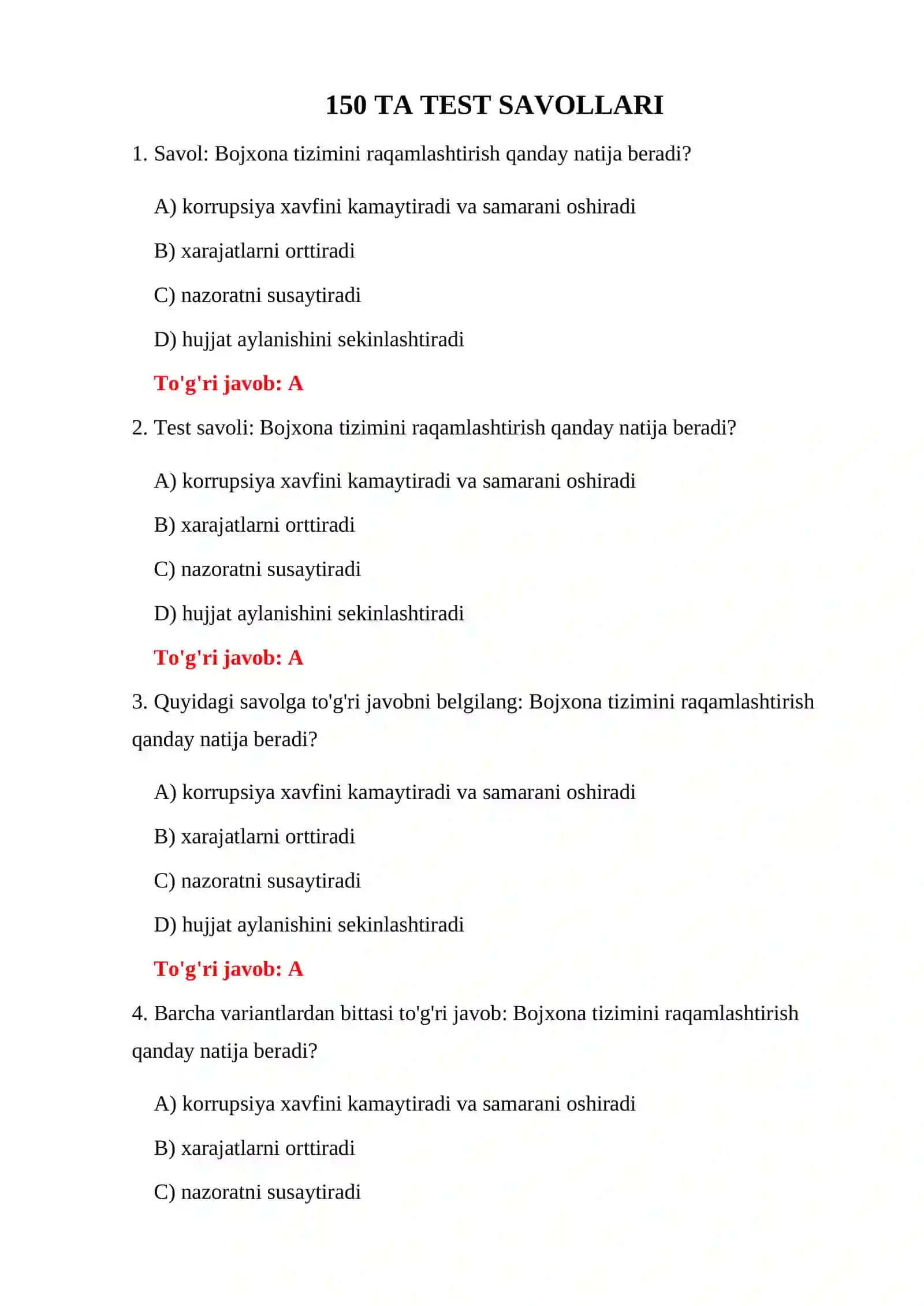 BOJXONA ISHGA KIRISH TESTLARI 2026 3