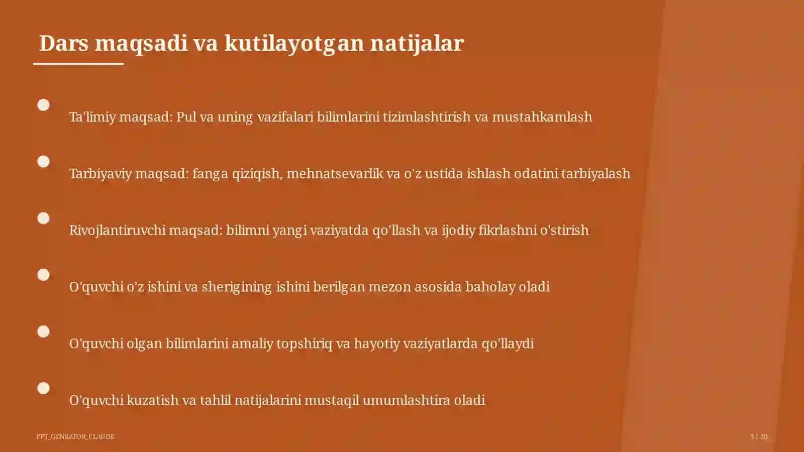 Pul va uning vazifalari (9-sinf) 3