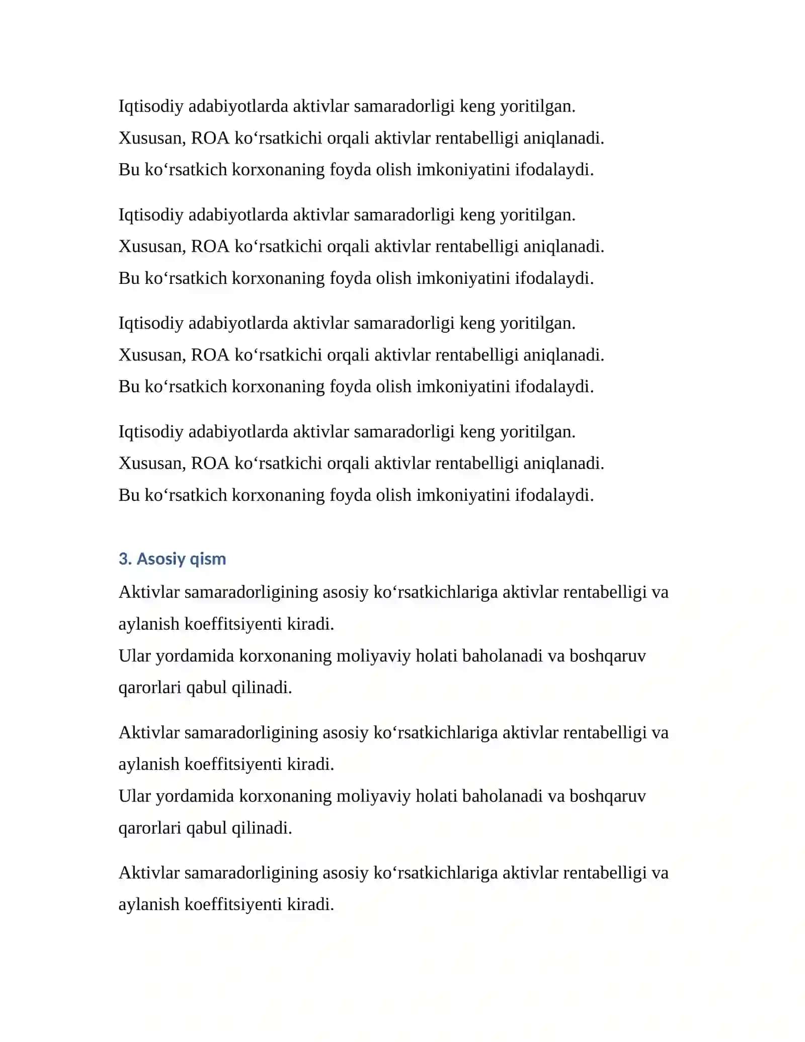 Aktivlar samaradorligi tahlili 3
