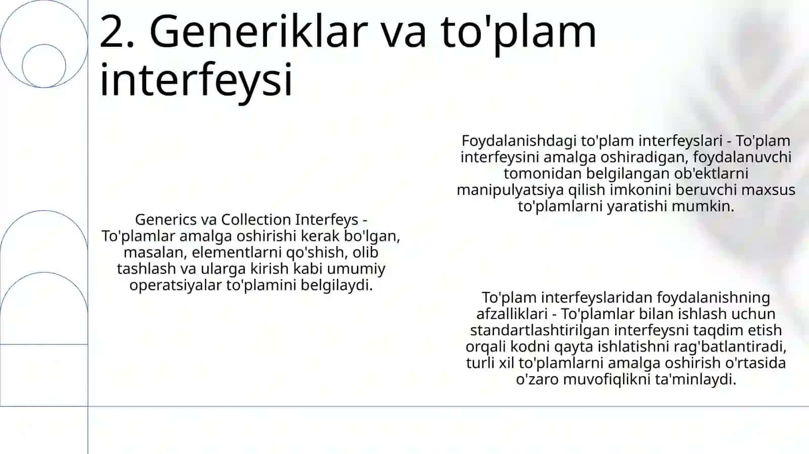Collection Interfeysdan Foydalanib Dasturlar Tuzish 3