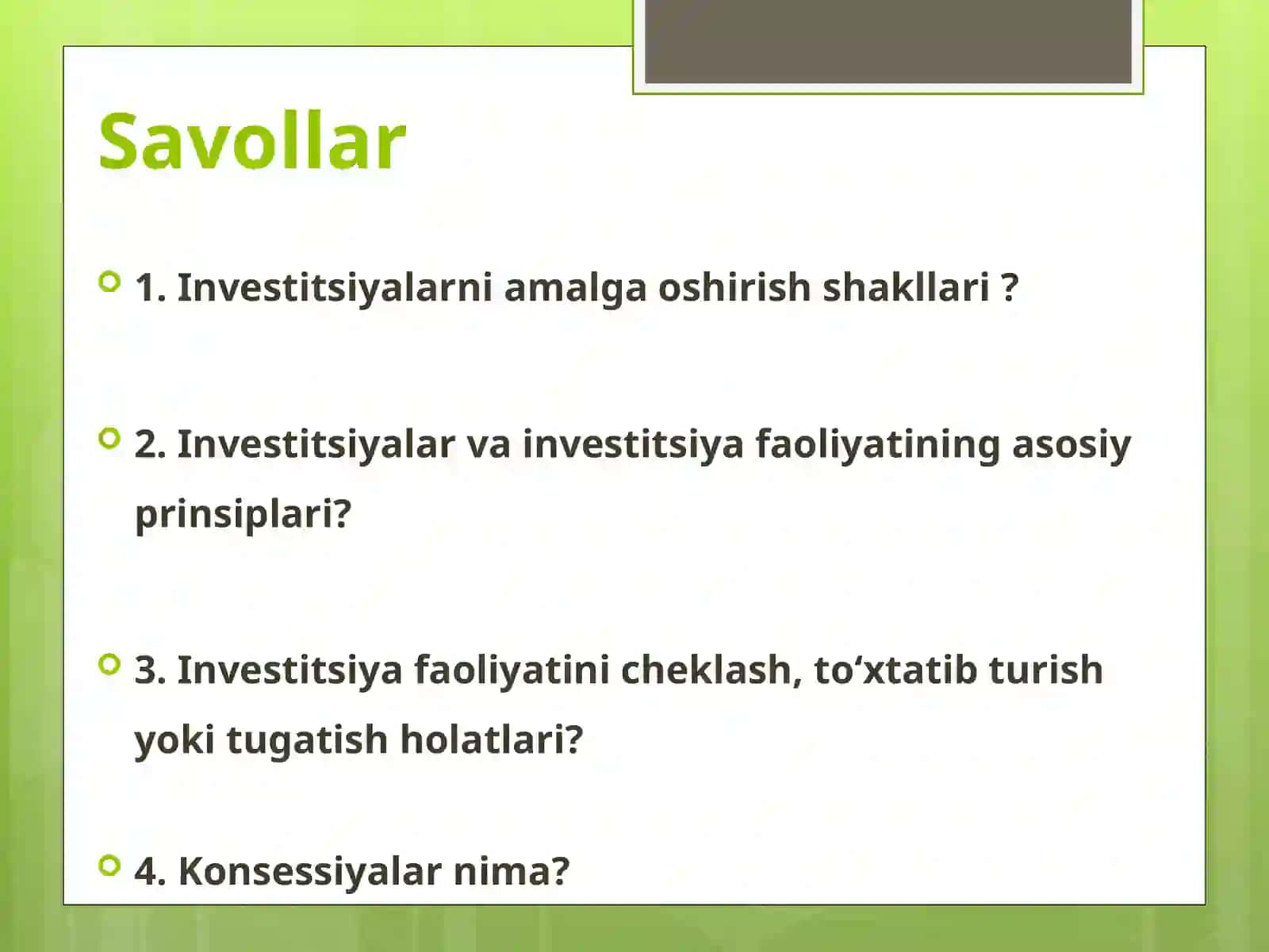 Investitsiya funktsiyasi va omillari 3