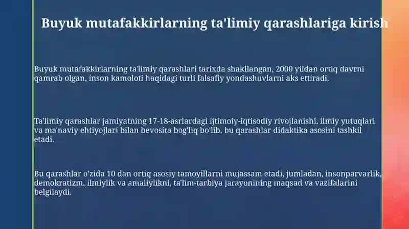 Tarbiya borasida buyuk mutafakkirlarning pedagogik qarashlari 3