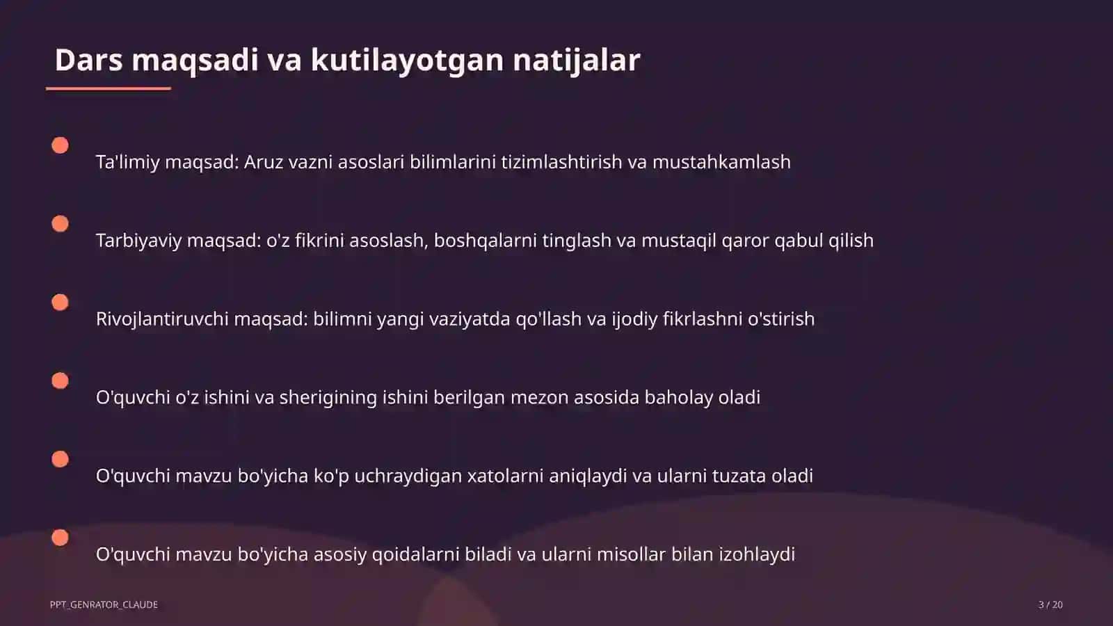 Aruz vazni asoslari (9-sinf) 3