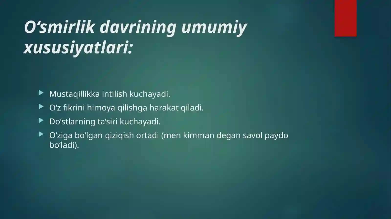 O‘smirlikdavri dasturi 3