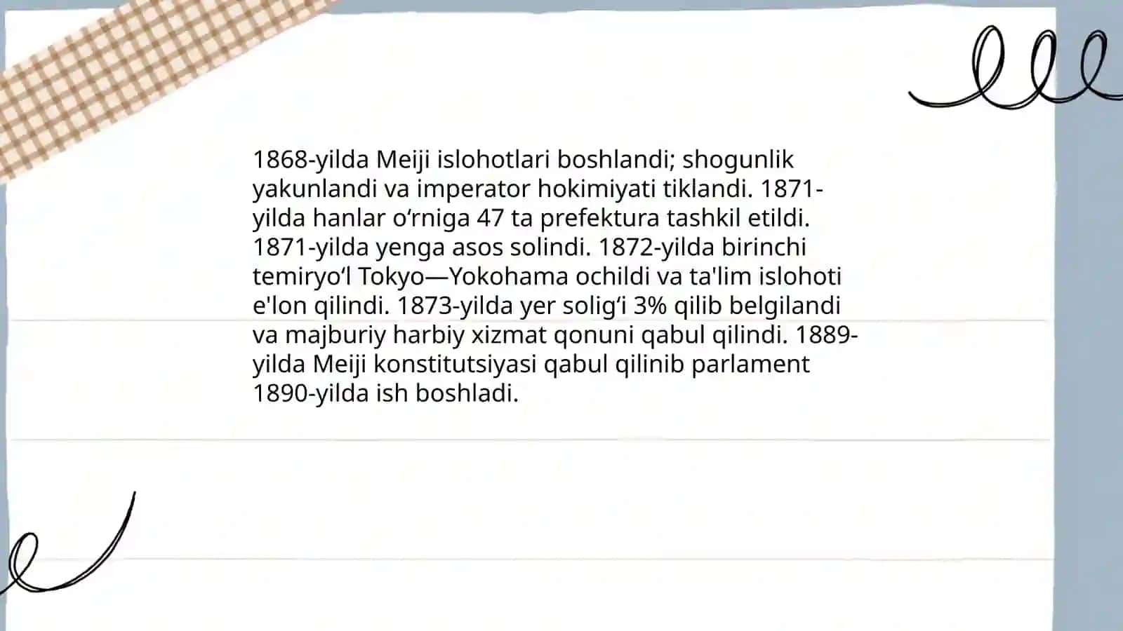 Meiji islohotlari va Yaponiya zamonaviylashuvining boshlanishi 3