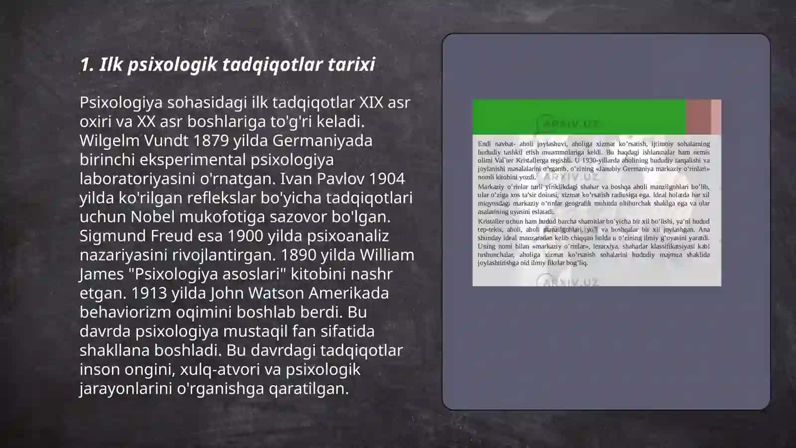 Psixalogiya fanining klassik tadqiqotlar va metodik uslublari 3