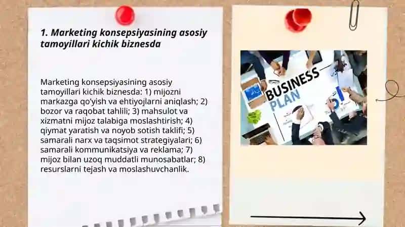 Kichik biznesda marketingda kansepsiyasining ahamyati 3