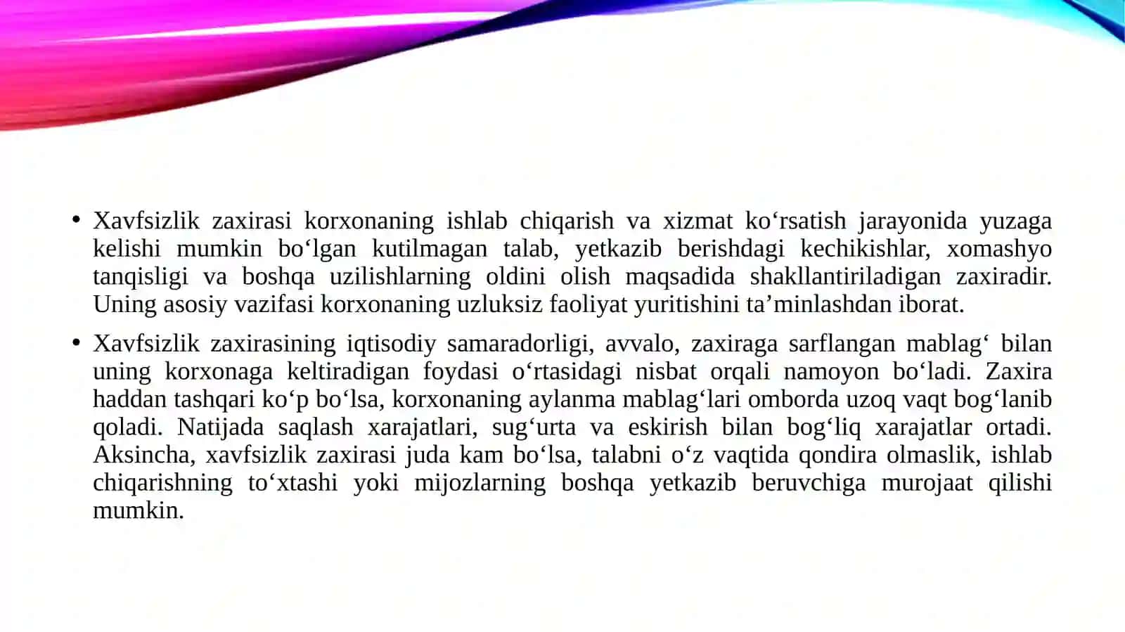 Xavfsizlik zaxirasining iqtisodiy samaradorligi va xizmat ko‘rsatish darajasi o‘rtasidagi bog‘liqlik 3
