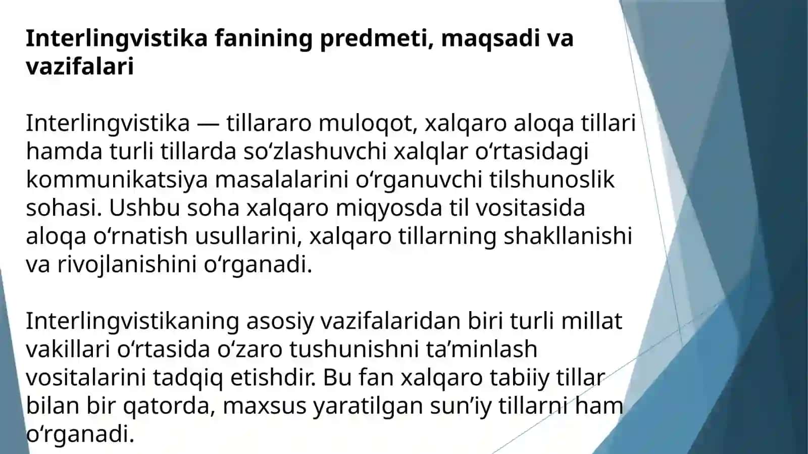 Interlingvistika. Xalqaro tabiiy va xalqaro sun’iy tillar 3