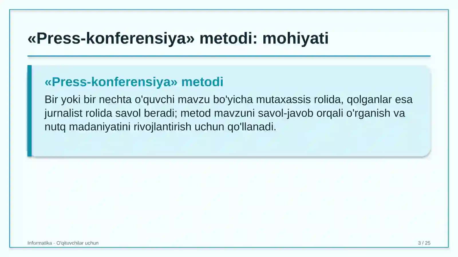 informatika darslarida press konferensiya metodidan foydalanish 6793 3