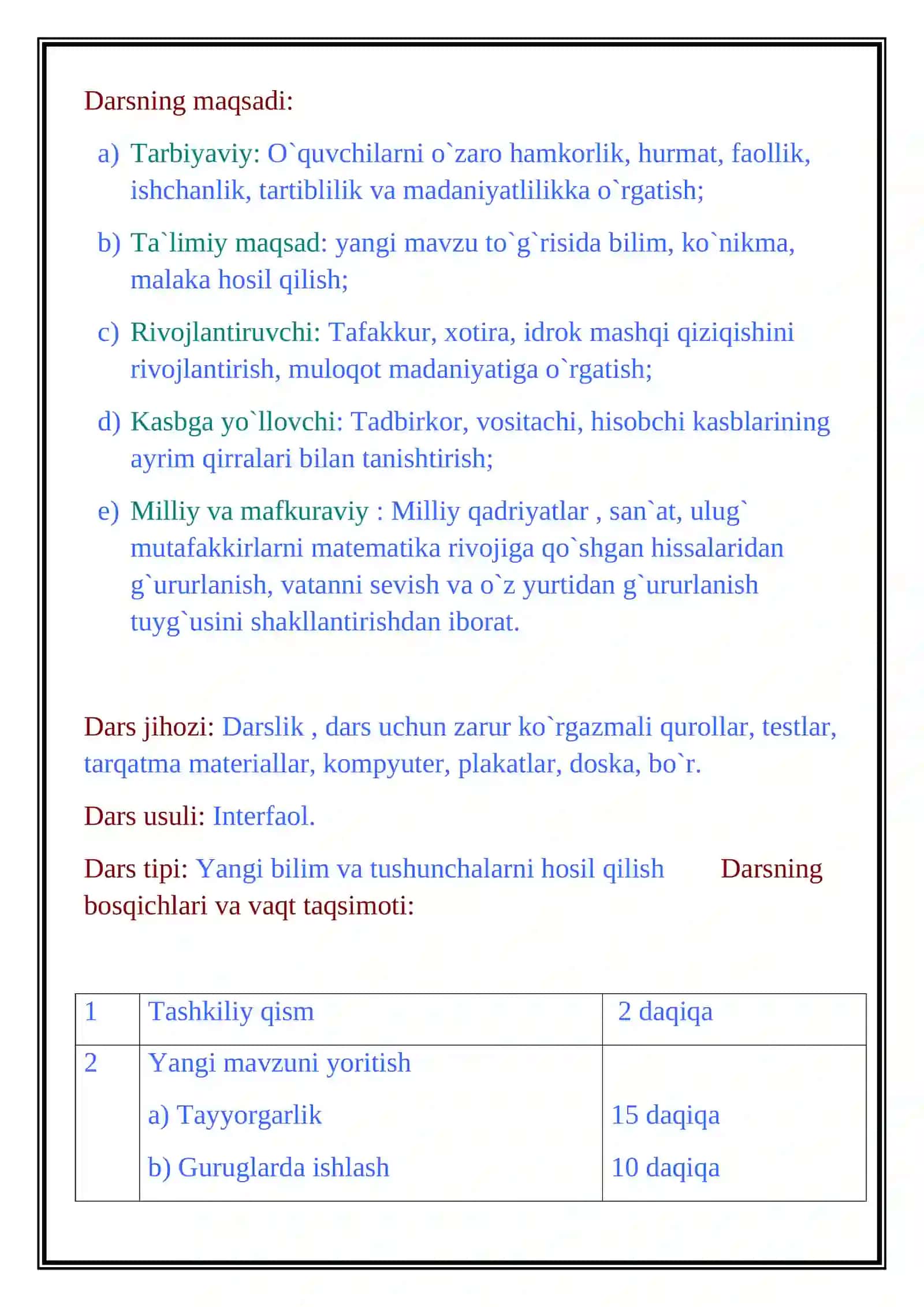 7-sinf Texnologiya fanidan Hisoblash formulasi ko'ylak old asos, orqa asos to'r chizmasini chizish dars ishlanma.docx 3