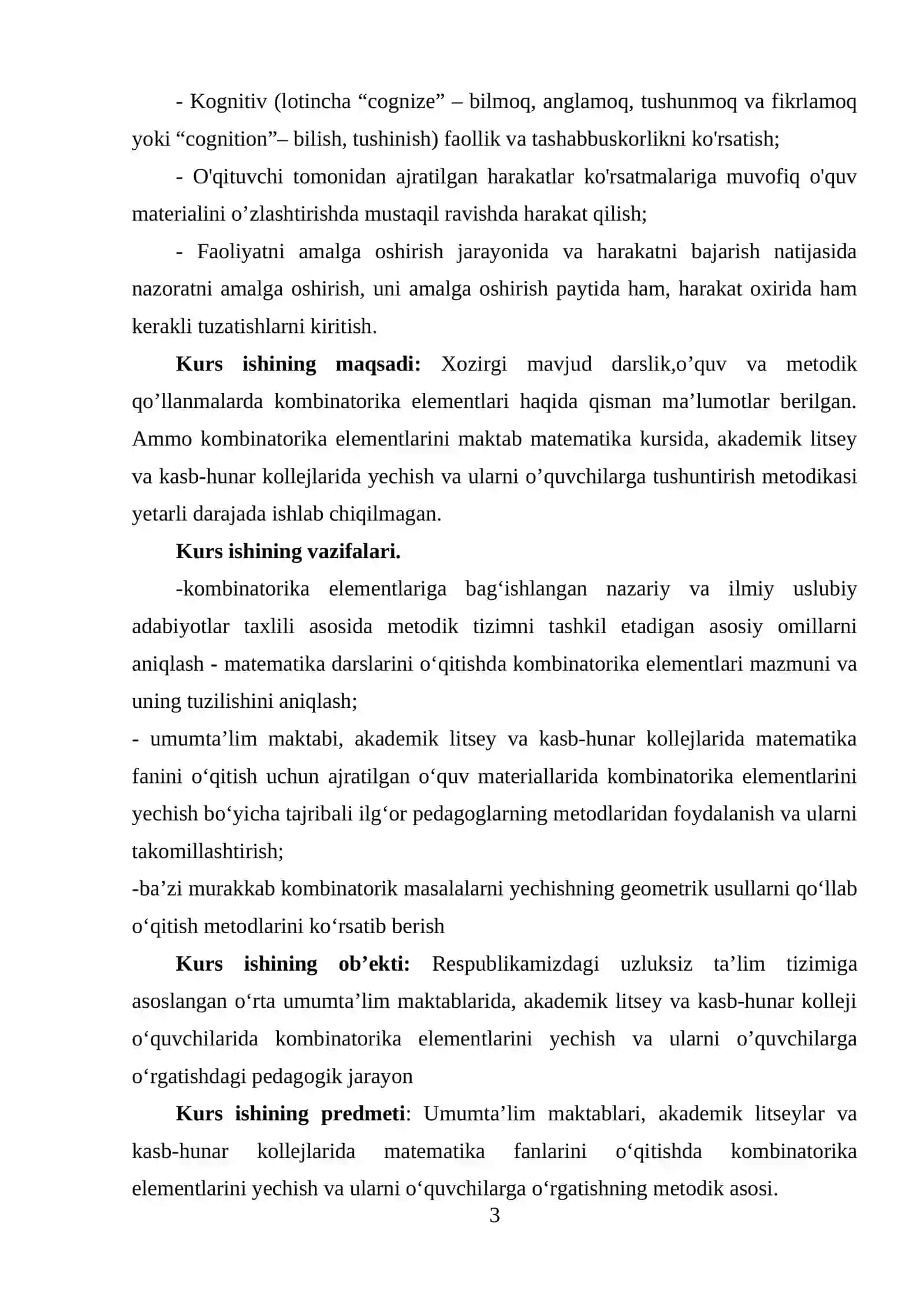 KOMBINATORIKA  ELEMENTLARINI  O‘QITISH  METODIKASI 3